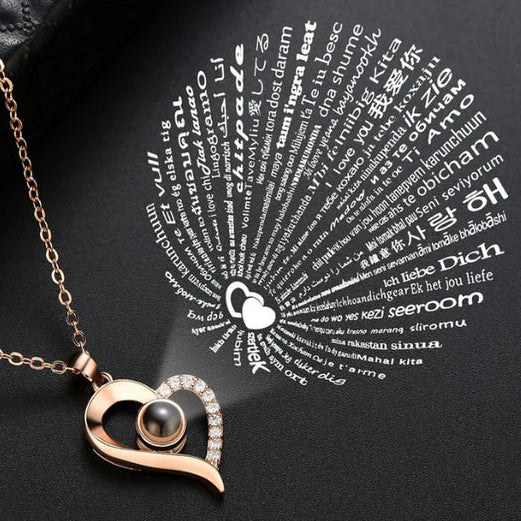 Collar te amo en 100 Idiomas + Baño de Oro + Caja de Regalo Gratis✨